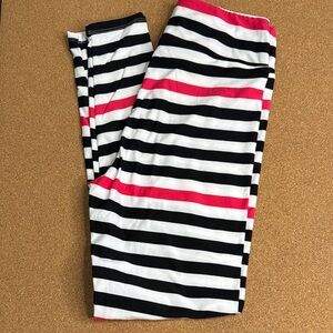 LuLaRoe ONE SIZE (2-10) black, pink and white leggings